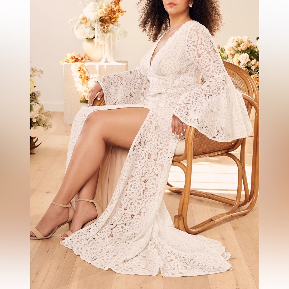 Duchess Ivory Lace Bell Sleeve Maxi Dress